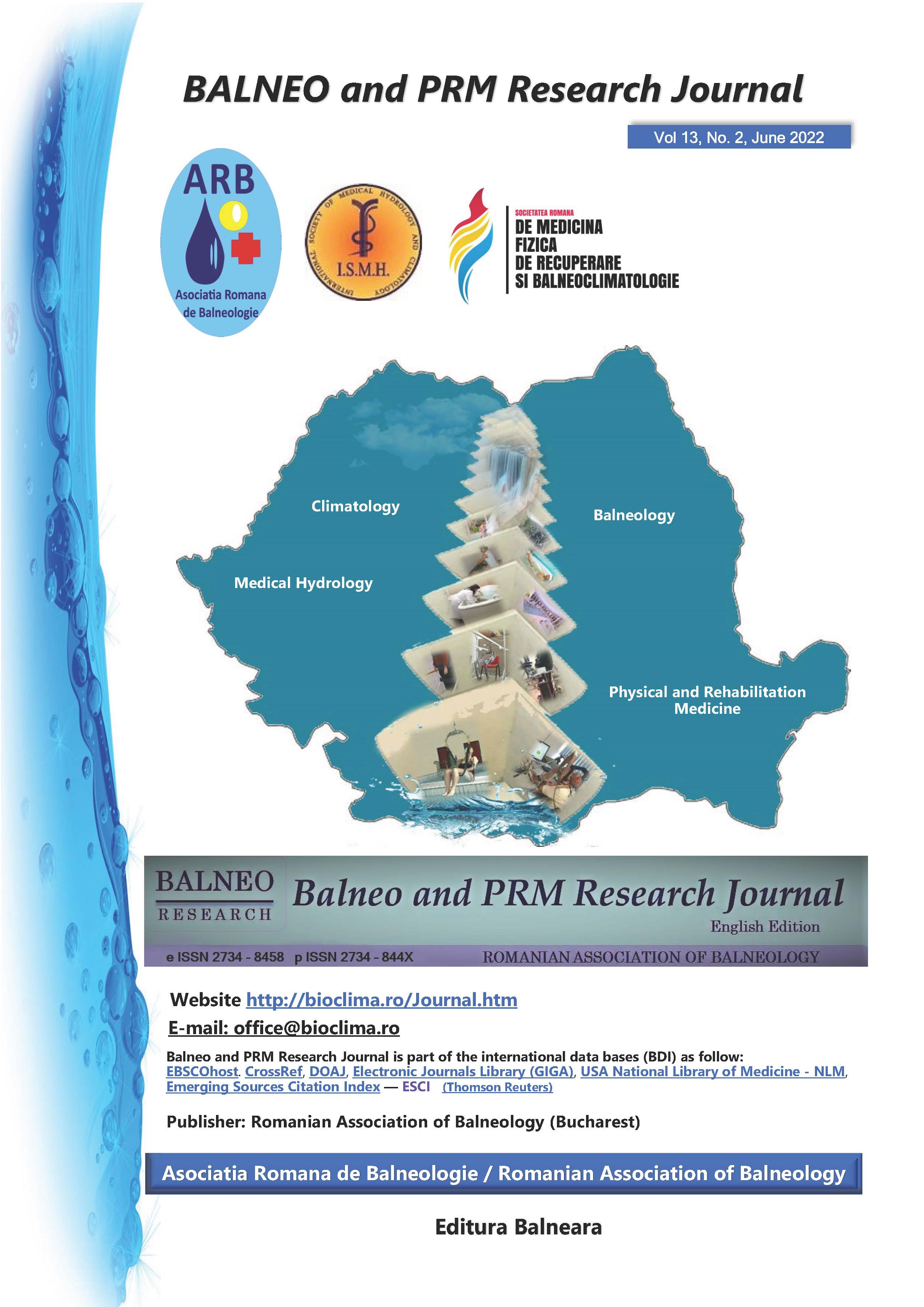 					View Vol. 13 No. 2 (2022): Balneo and PRM Research Journal
				